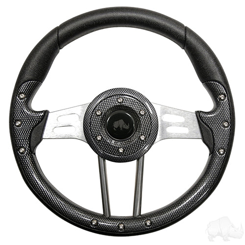 Steering Wheel, Aviator 4 Carbon Fiber Grip/Brushed Aluminum Spokes 13