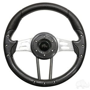 Steering Wheel, Aviator 4 Carbon Fiber Grip/Brushed Aluminum Spokes 13" Diameter
