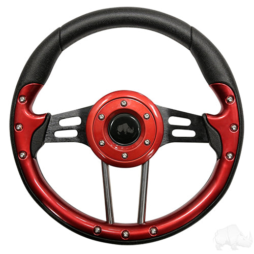 Steering Wheel, Aviator 4 Red Grip/Black Spokes 13