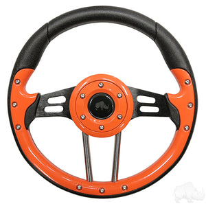 Steering Wheel, Aviator 4 Orange Grip/Black Spokes 13