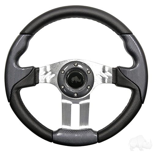 Steering Wheel, Aviator 5 Carbon Fiber Grip/Brushed Aluminum Spokes 13
