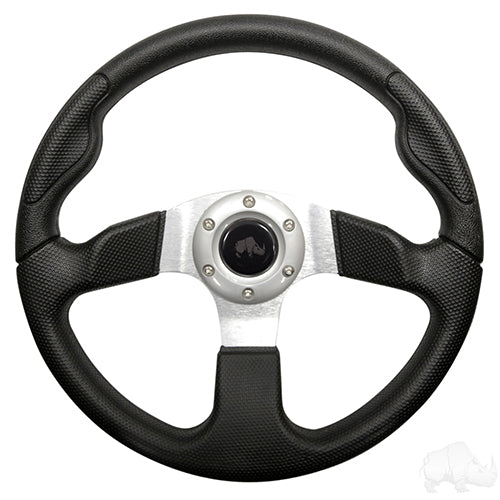 Steering Wheel, Formula GT Black Grip/Brushed Aluminum Spokes 13