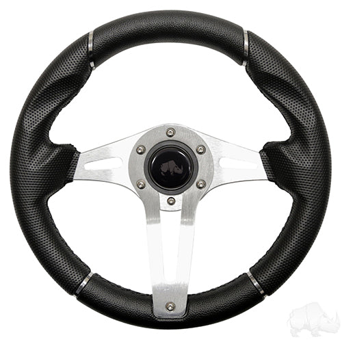 Steering Wheel, Challenger Black Grip/Brushed Aluminum Spokes 13