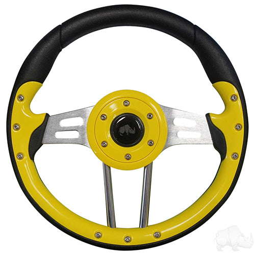 Steering Wheel, Aviator 4, Yellow Grip/Black Spokes, 13