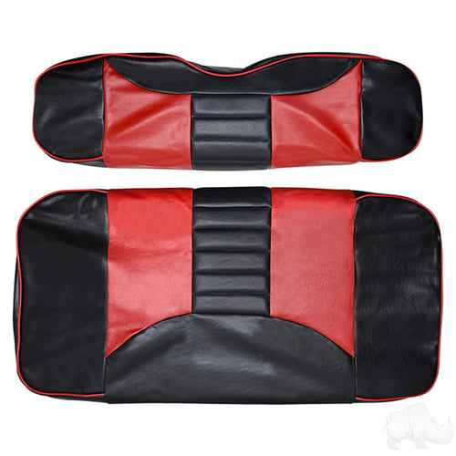 Cover Set, Front Seat Rally Black/Red, E-Z-Go TXT, RXV 96-13