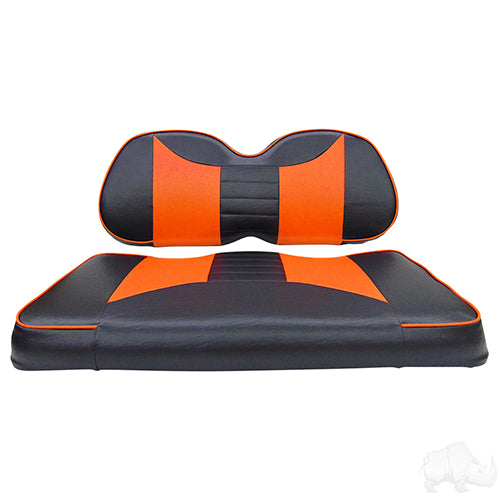Cushion Set, Front Seat Rally Black/Orange, Club Car Precedent
