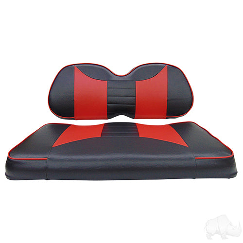 Cushion Set, Front Seat Rally Black/Red, Club Car Precedent
