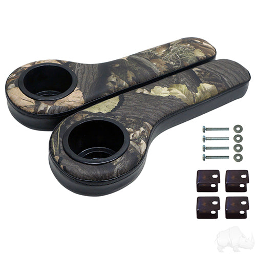 Universal Arm Rest Set with Cup Holders, Black and Camo